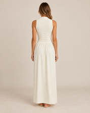 Vestido Longo Cintura Baixa Off White
