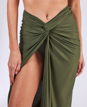 Saia Pareô Midi Franzida em Poliamida Premium