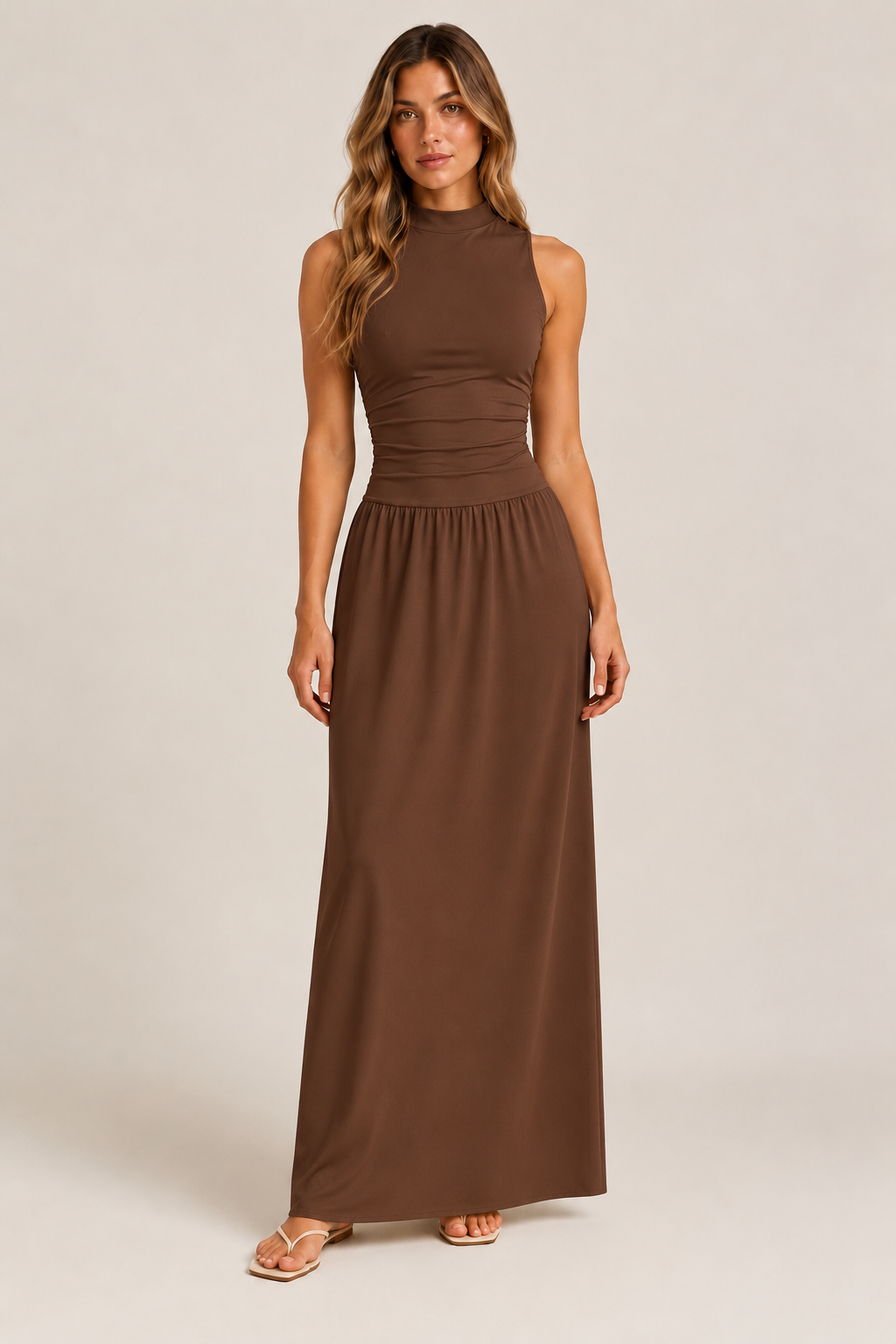 Vestido Longo Cintura Baixa Off White