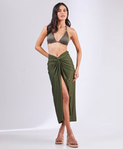 Saia Pareô Midi Franzida em Poliamida Premium