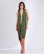 Saia Pareô Midi Franzida em Poliamida Premium