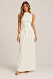 Vestido Longo Cintura Baixa Off White