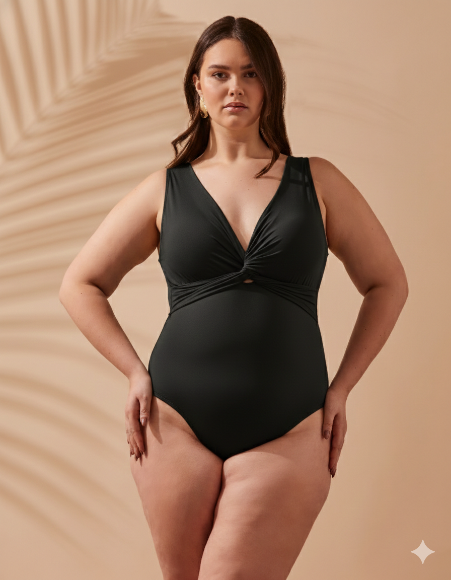 Maiô decote drape curve