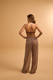 Calça Pantalona Estampada Geométrica – Resortwear