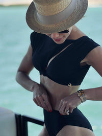 Biquíni Nó Essencial e Hot Pant Modelador com Top Estruturado - P / Preto