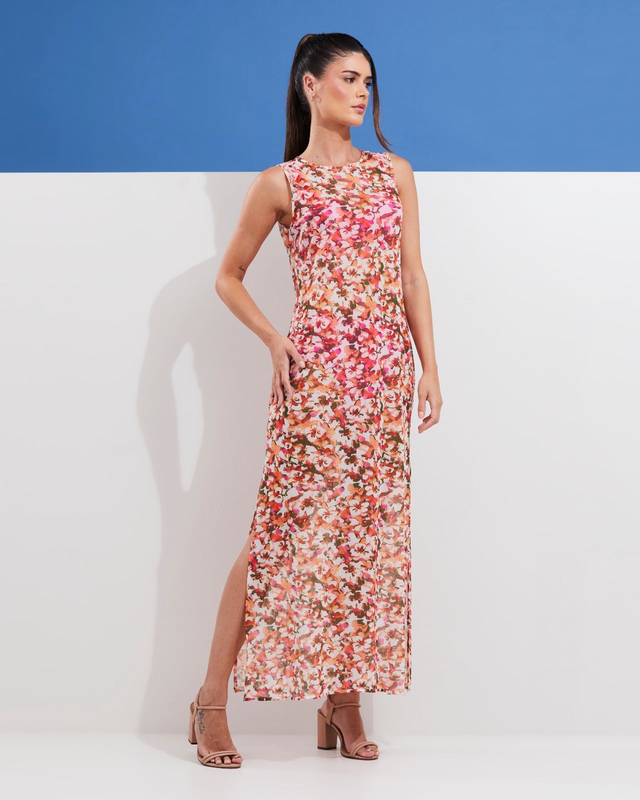 Vestido Tule Floral